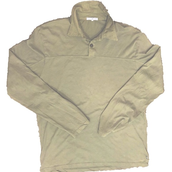 James Perse NWOT Long Sleeve Olive Polo Shirt Med - Picture 2 of 4